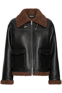Leather Jacket with Teddy Collar - Fransa