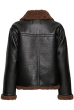 Load image into Gallery viewer, Leather Jacket with Teddy Collar - Fransa