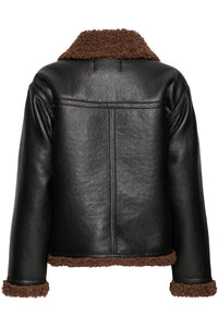 Leather Jacket with Teddy Collar - Fransa