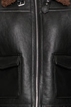 Load image into Gallery viewer, Leather Jacket with Teddy Collar - Fransa
