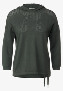 302721-Khaki Mesh Sleeve Hoody - Cecil