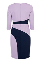 Load image into Gallery viewer, 78684- Navy &amp; Lilac Panel Dress - Tia