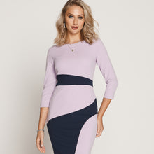 Load image into Gallery viewer, 78684- Navy &amp; Lilac Panel Dress - Tia
