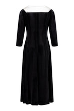 Load image into Gallery viewer, 78870- Black Velvet Dress with Contrast Collar- Tia
