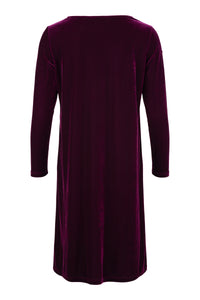 78873- Wine Velvet Shift Dress- Tia