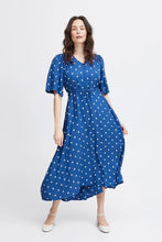 Load image into Gallery viewer, 3496- Blue Polkadot Dress - Fransa