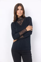 Load image into Gallery viewer, Black Lace Collar &amp; Cuff Tee - Soya Concept