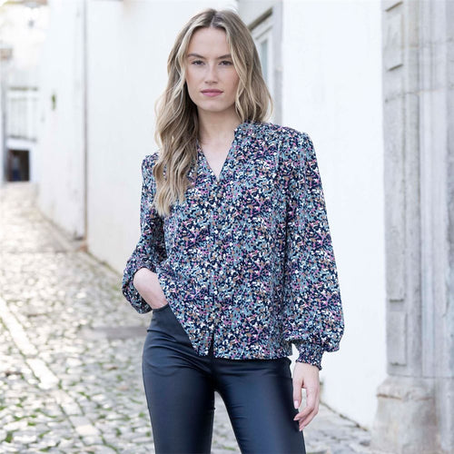 Lightweight Printed Relaxed Fit Blouse - Marble