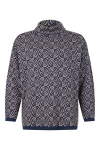 Grey Printed Pullover with High Neck - Sunday