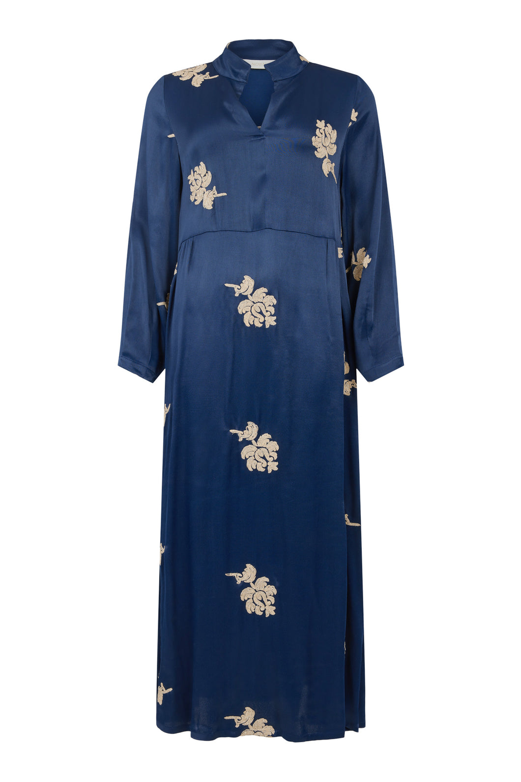 Navy Satin Floral Dress - Noen