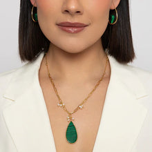 Load image into Gallery viewer, Gia Malachite Aventurine Hoops- Knight &amp; Day Jewellery