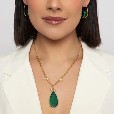 Gia Malachite Aventurine Hoops- Knight & Day Jewellery