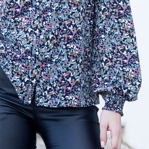 Lightweight Printed Relaxed Fit Blouse - Marble