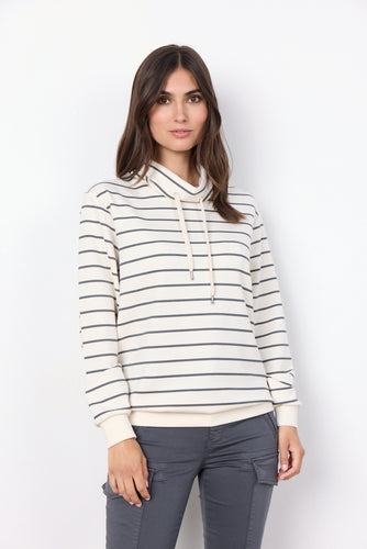 26404- Soya Concept Striped Sweatshirt- Cream/Charcoal