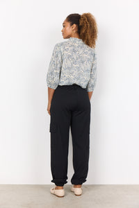 26627- Cargo Style Relaxed Fit Trousers- Black- Soya Concept