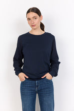 Load image into Gallery viewer, Sweatshirt w/ Sleeve Cut-Out Detail - Navy - SoyaConcept