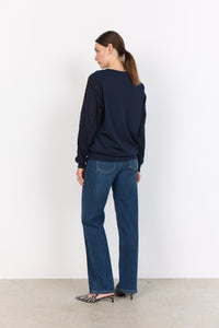 Sweatshirt w/ Sleeve Cut-Out Detail - Navy - SoyaConcept