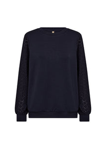 Sweatshirt w/ Sleeve Cut-Out Detail - Navy - SoyaConcept