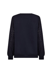 Sweatshirt w/ Sleeve Cut-Out Detail - Navy - SoyaConcept
