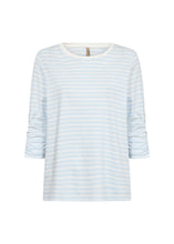 Load image into Gallery viewer, Pale Blue Stripe 3/4 Sleeve T-Shirt - Soya Concept