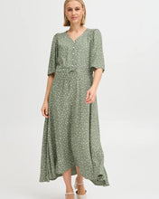 Load image into Gallery viewer, 5414 - Dress with Button Detail - Green - Fransa
