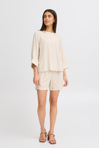 5454- Whisper White Linen Top- Fransa