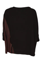 Load image into Gallery viewer, Black &amp; Choko Round Neck Top With Print Sections