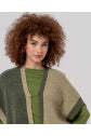 Load image into Gallery viewer, Green Colour Block Knit Poncho- Surkana