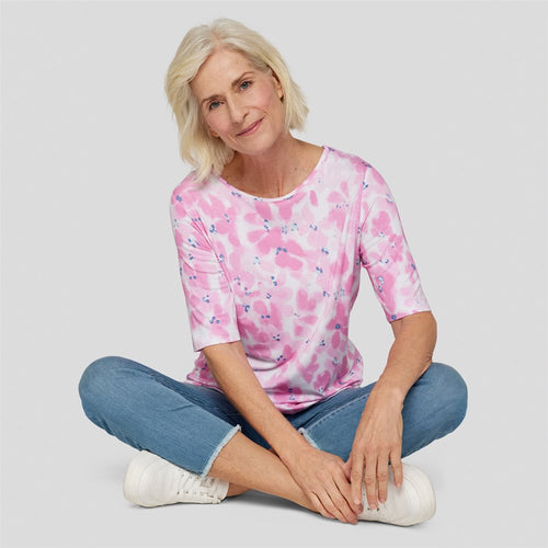 122357 - Pink Floral Print T-shirt - Rabe