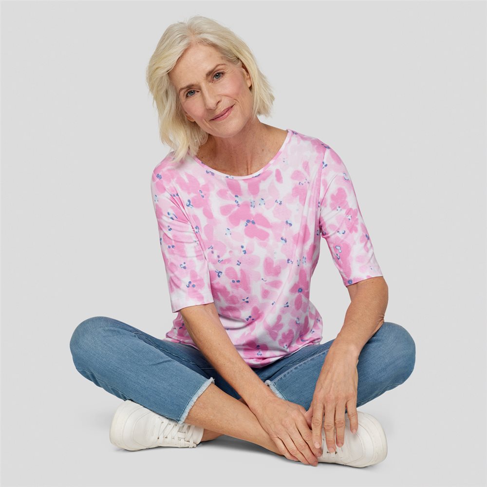 122357 - Pink Floral Print T-shirt - Rabe