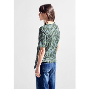 321129- V Neck Short Sleeve T-Shirt- Khaki Mix- Cecil
