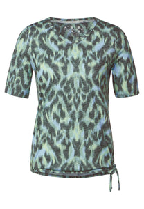 321129- V Neck Short Sleeve T-Shirt- Khaki Mix- Cecil