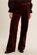 Load image into Gallery viewer, Belted Corduroy Trousers Dark Red - Molly Bracken