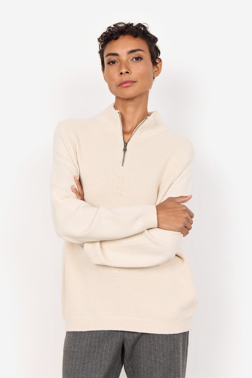 Cream Half Zip  - Soya Concept