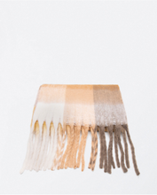 Load image into Gallery viewer, YICU731- Check Print Scarves with Fringes- Beige- Surkana
