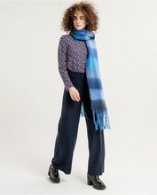 Load image into Gallery viewer, YICU731- Check Print Scarves with Fringes- Blue- Surkana