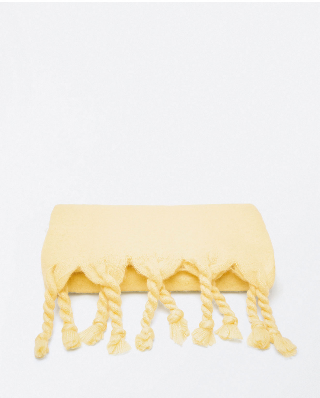YILI731- Thick & Fluffy Scarf w/ Fringes- Yellow-Surkana