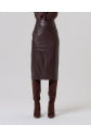 Load image into Gallery viewer, Chocolate Brown Pleather Pencil Skirt- Surkana