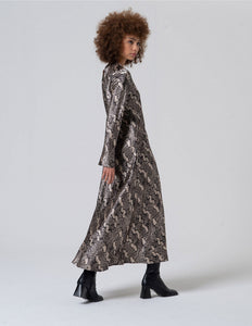 Long Animal Print Dress - Grey - Surkana