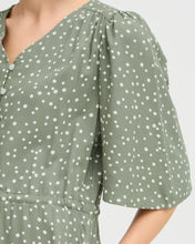 Load image into Gallery viewer, 5414 - Dress with Button Detail - Green - Fransa