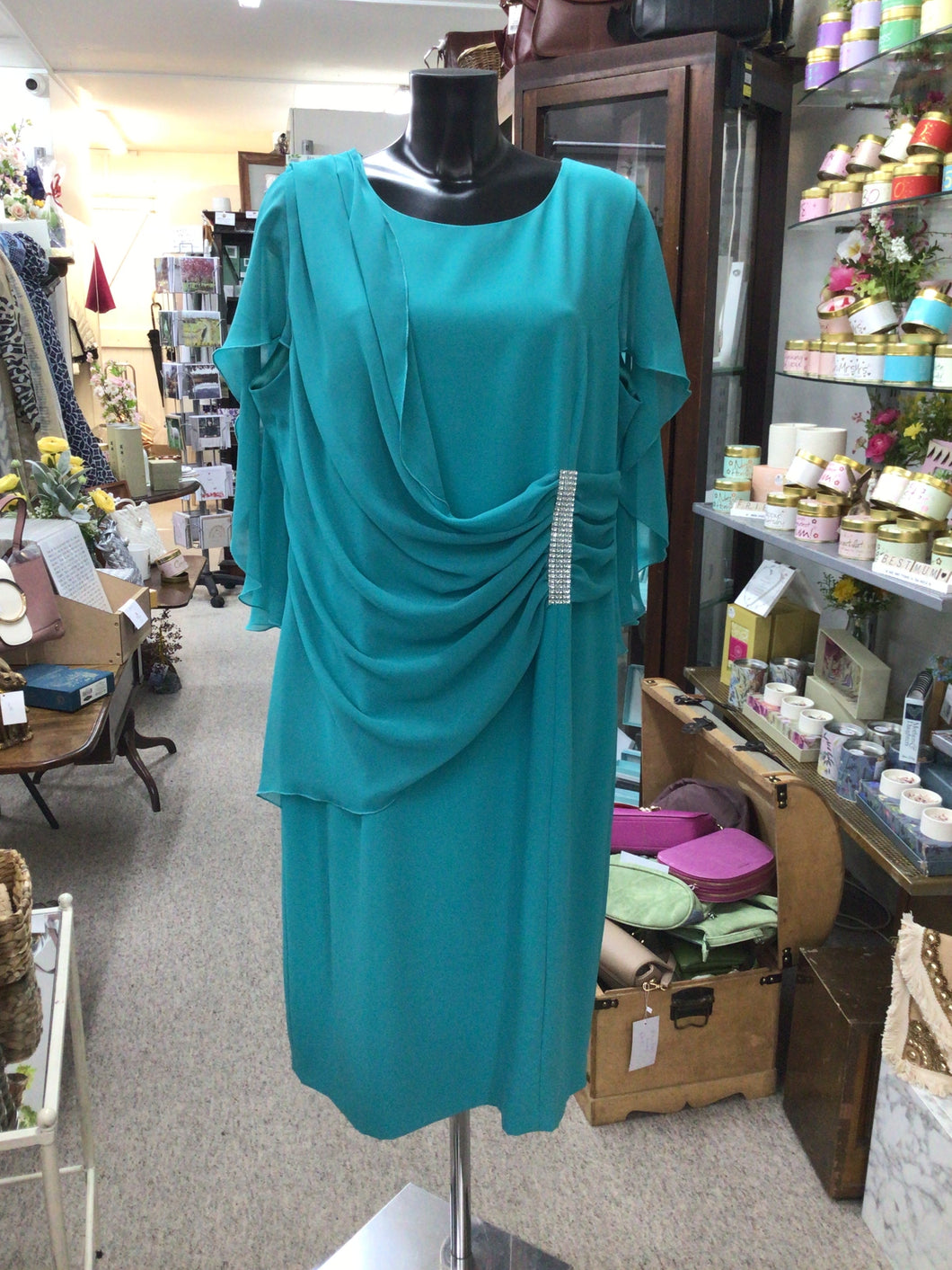 V329- Clara Dress - Jade - Via Veneto