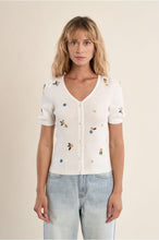 Load image into Gallery viewer, Offwhite Floral Short Sleeve Sweater- Molly Bracken
