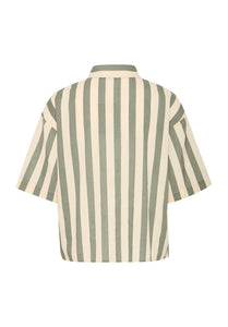 5445 - Striped Button Agave Green Mix -Up Shirt - Fransa