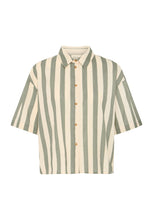 Load image into Gallery viewer, 5445 - Striped Button Agave Green Mix -Up Shirt - Fransa
