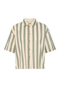 5445 - Striped Button Agave Green Mix -Up Shirt - Fransa