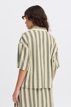 Load image into Gallery viewer, 5445 - Striped Button Agave Green Mix -Up Shirt - Fransa
