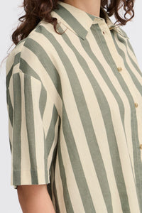 5445 - Striped Button Agave Green Mix -Up Shirt - Fransa