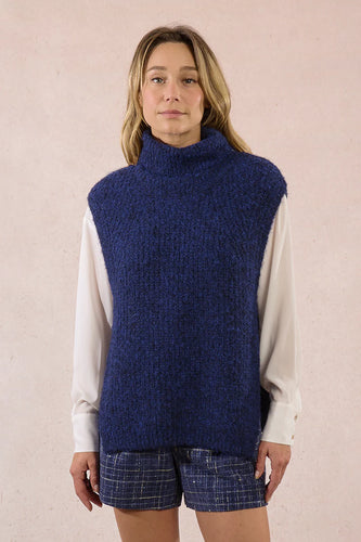Knitted Sleeveless Sweater Navy - Molly Bracken