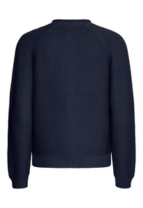 5554- Cotton Knitted Button Up Cardigan- Navy- Fransa