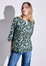 Load image into Gallery viewer, 344611- 3/4 Sleeve Brush Stroke Print Top- Strong Khaki- Cecil